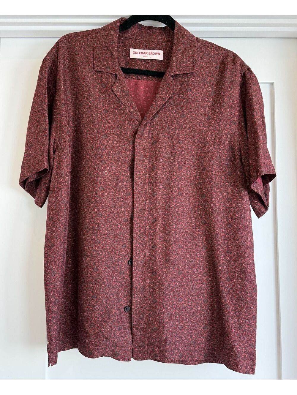 Orlebar Brown Mens Maitan Silk Short Sleeve Shirt-L